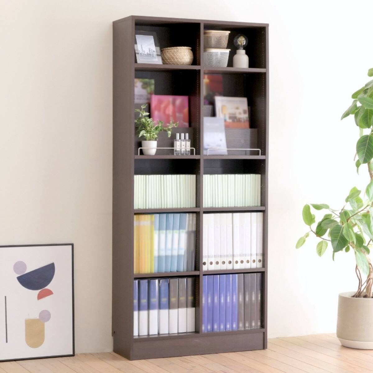 表紙を見せて収納できる本棚 [深型タイプ] (幅42cm ダークブラウン