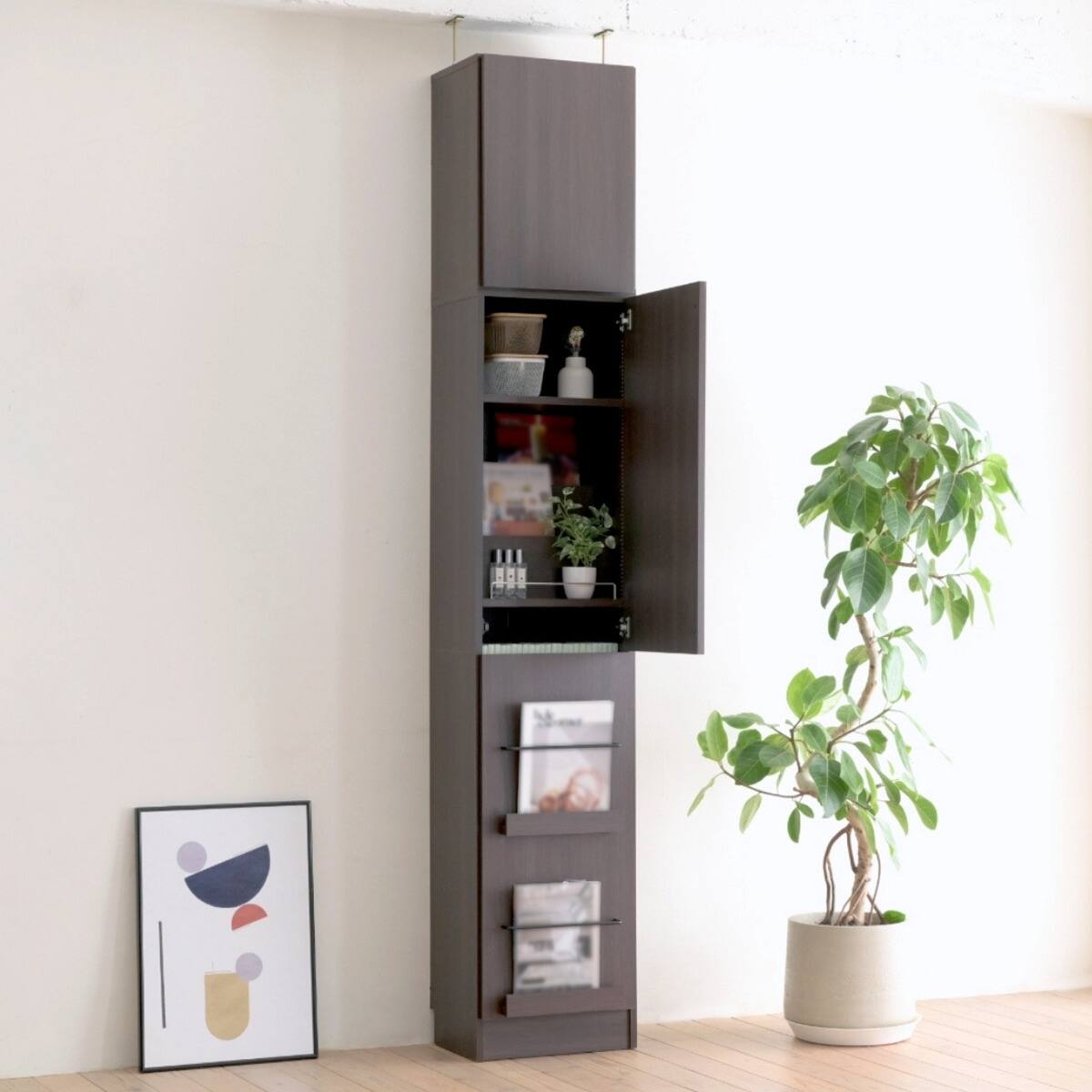 表紙を見せて収納できる本棚 [深型タイプ] (幅42cm ハイタイプ 扉付き