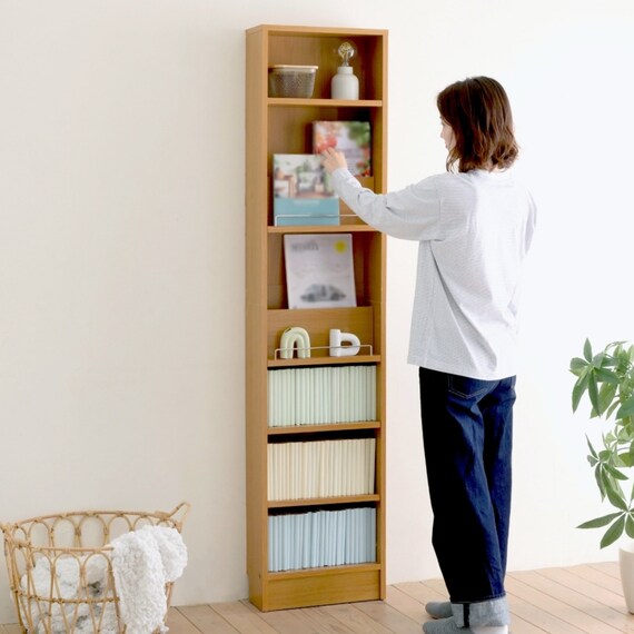 表紙を見せて収納できる本棚 [浅型タイプ] (幅42cm ライトブラウン) 3枚目画像