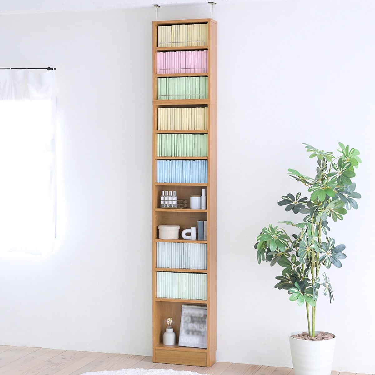 本棚　ニトリ 1cm間隔で棚板調整ができるラック [浅型タイプ] (幅42 LBR ハイ