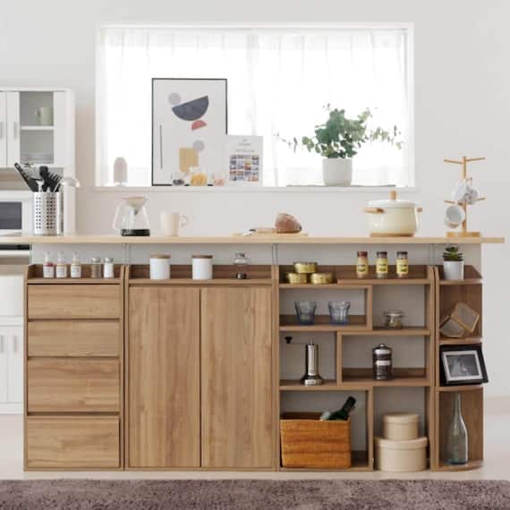 薄型カウンター下収納セット (BR) 1枚目画像