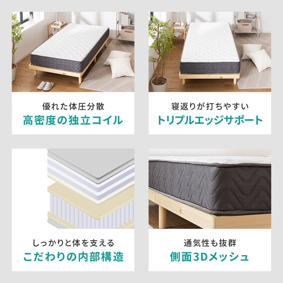 セミシングル ポケットコイルマットレス (SLT 01) 2枚目画像