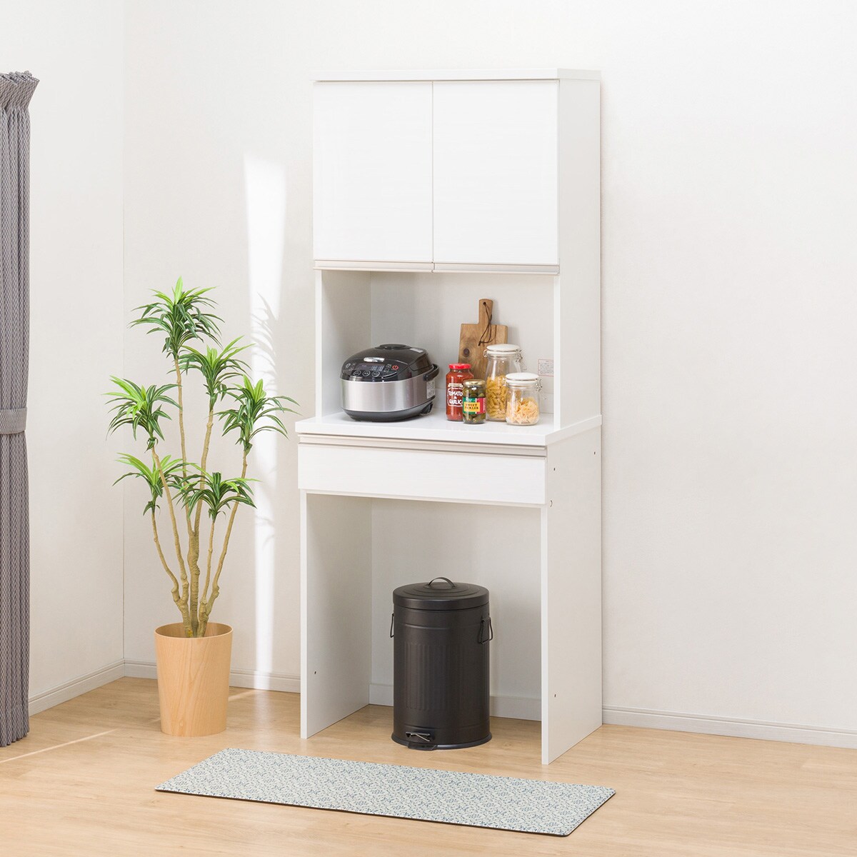 nami様売却済　ニトリ　キッチンボード　リガーレ キッチンボード(上置き付き セラミック天板リガーレ140KB BK/BE