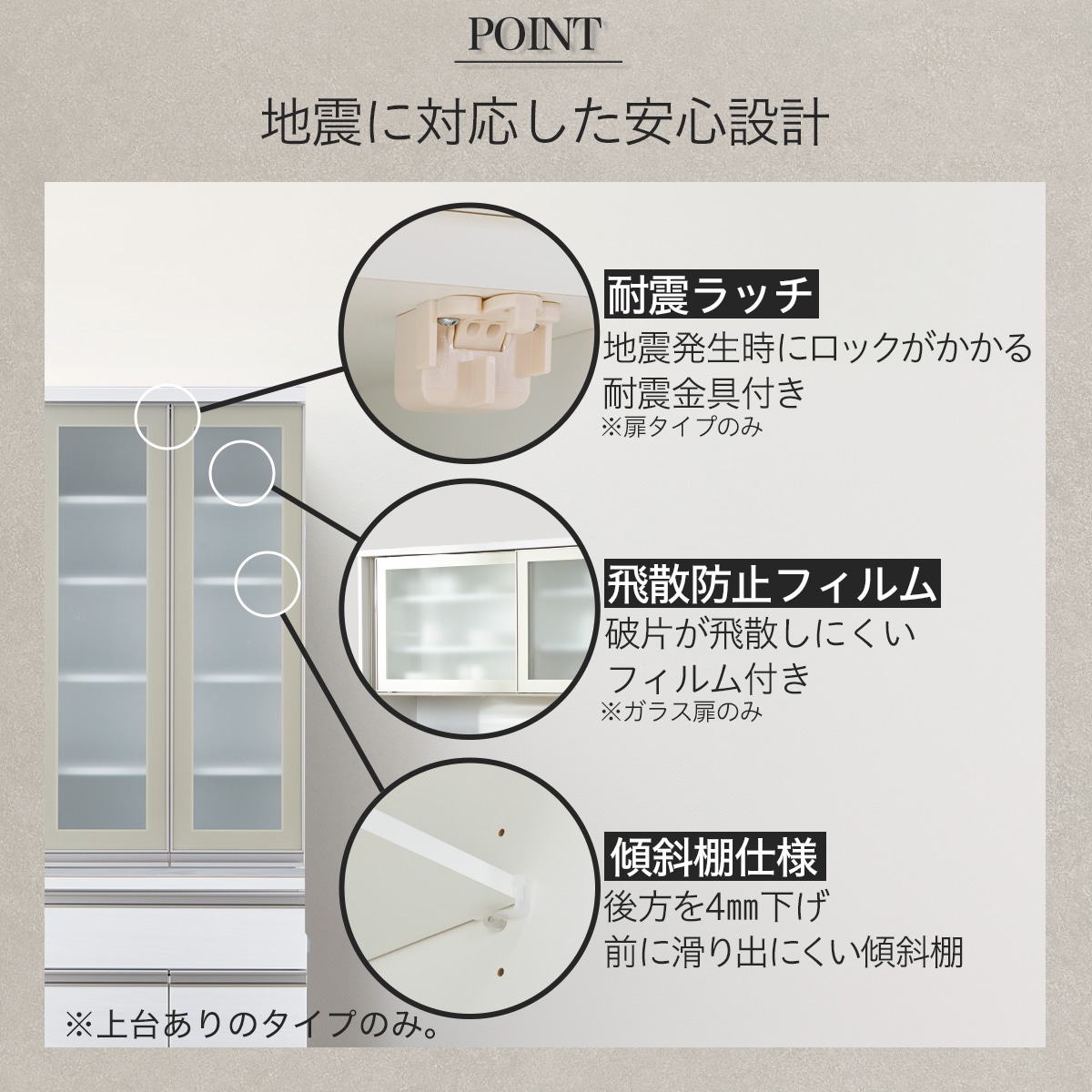 キッチンボード(上置き付きセラミック天板リガーレ60DB WH