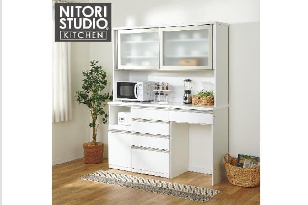 NITORI　食器棚　リガーレ　100cm幅 ニトリ 幅100cm キッチンボード(上置き付き リガーレ100KBロー