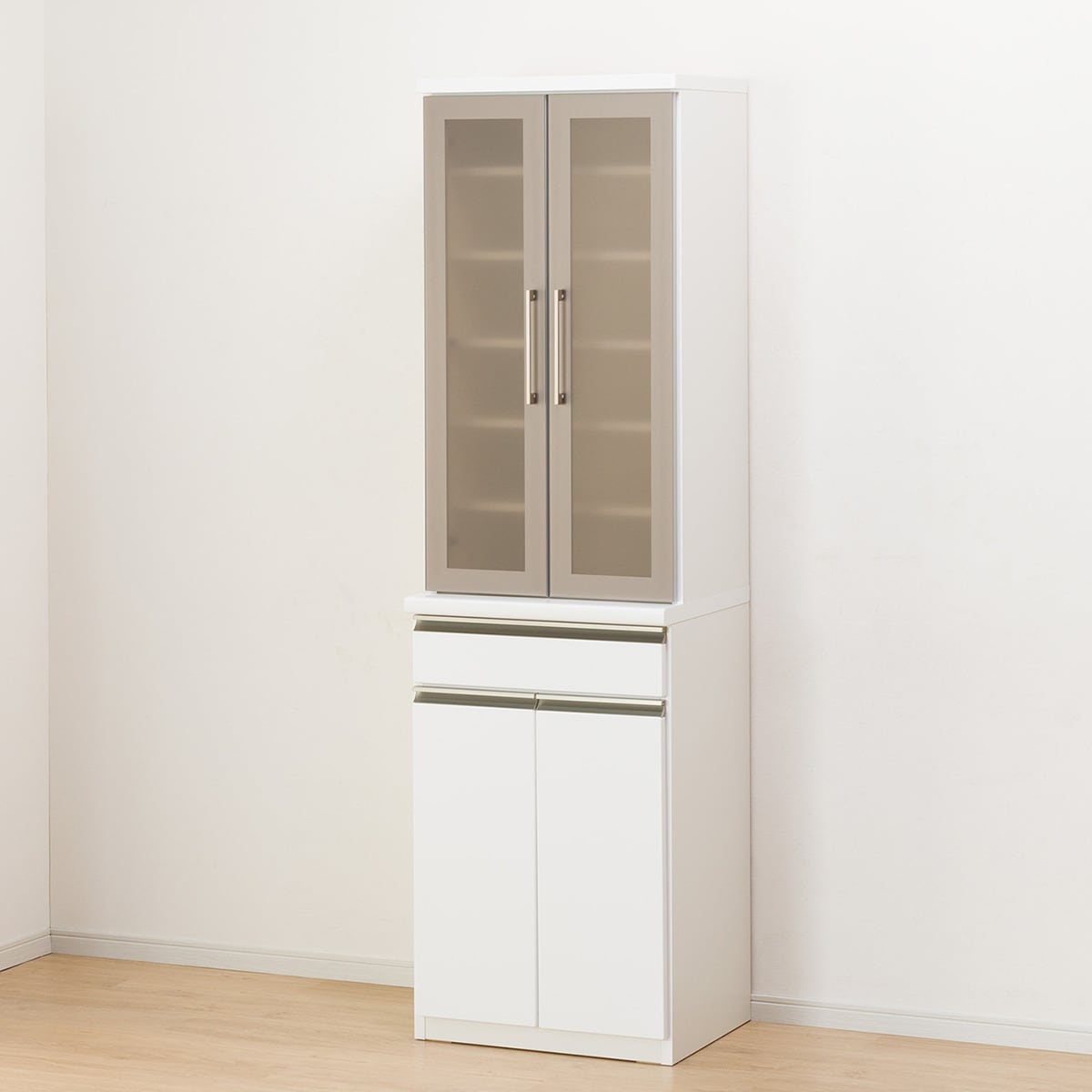 【今週末まで】ニトリ ホワイト 食器棚 ニトリ 幅150cm 食器棚(レジューム 150TF-H WH/150TH-R WH) 期間