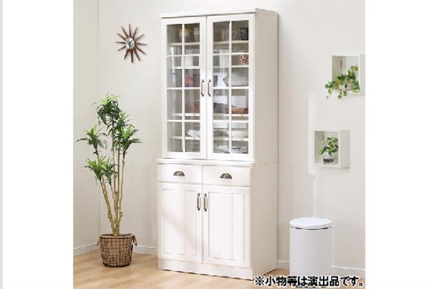 ニトリ食器棚（6月7日まで出品予定） ニトリ 幅150cm 食器棚(レジューム 150TG-H WH/150TL-R WH) 期間
