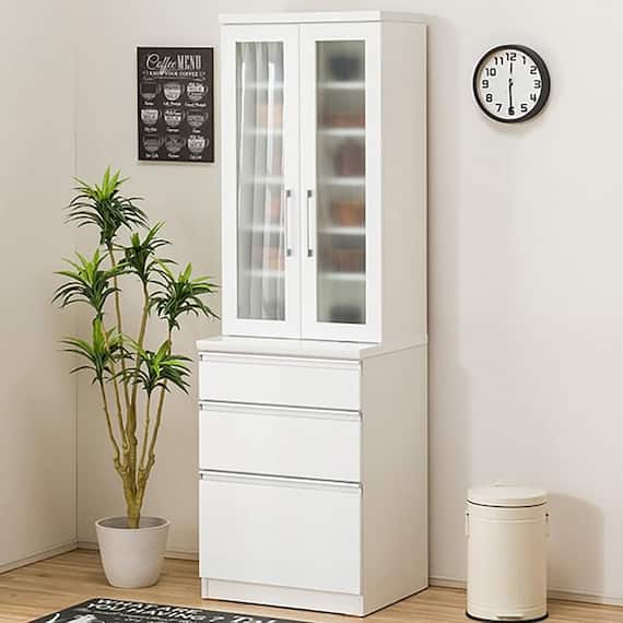 食器棚(レジューム 60TG-H WH/60SL WH) 1枚目画像