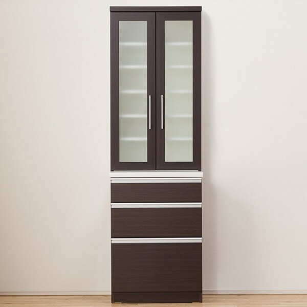 【美品】 ニトリ 食器棚 60cm ダークブラウン レジューム ニトリ（NITORI） キッチンカウンター(レジューム 60TL DBR) キッチン