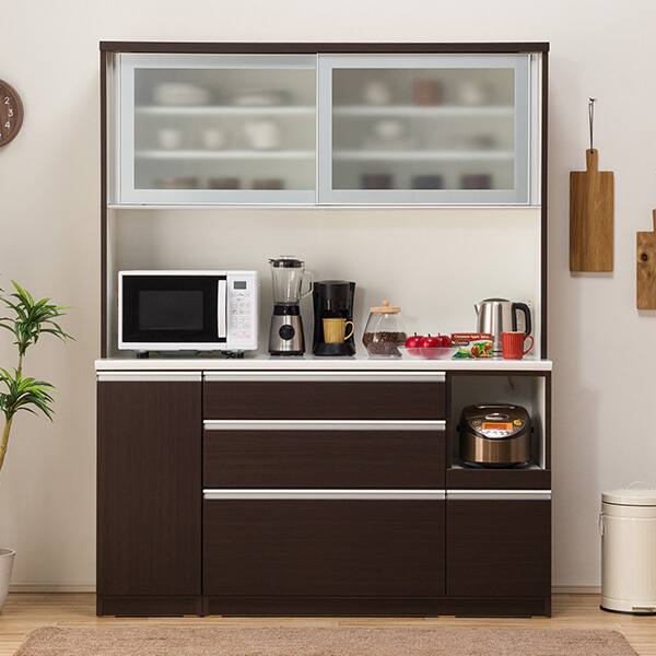 【超美品‼️】定価109,900円♪ 現行モデル ニトリ 150cm幅キッチンボード(レジューム150AG-S) 食器棚 収納家具 ソフトクローズ仕様 鏡面仕上げホワイト♪ キッチンボード(レジューム 150AG-S DBR/150SL-R DBR) | ニトリネット