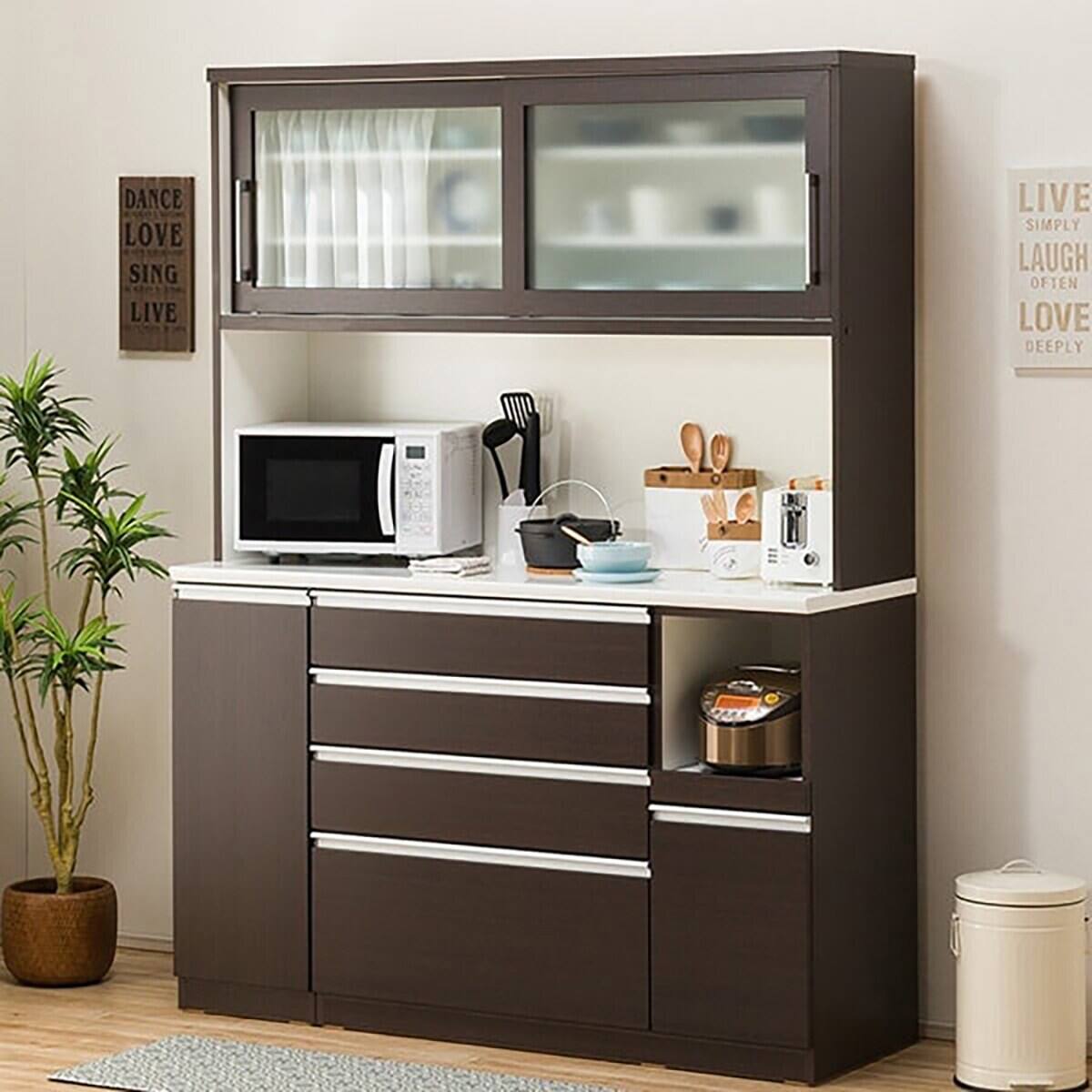 食器棚 キッチンボード(レジューム150TG-S WH/150QH-R WH) ニトリ（NITORI） キッチンボード(レジューム 150AG-S WH/150QH-R WH