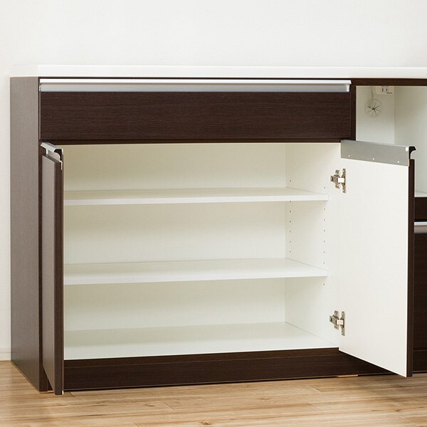 キッチンボード( レジューム120-2TG-S DBR/120-2TL-R DBR）通販