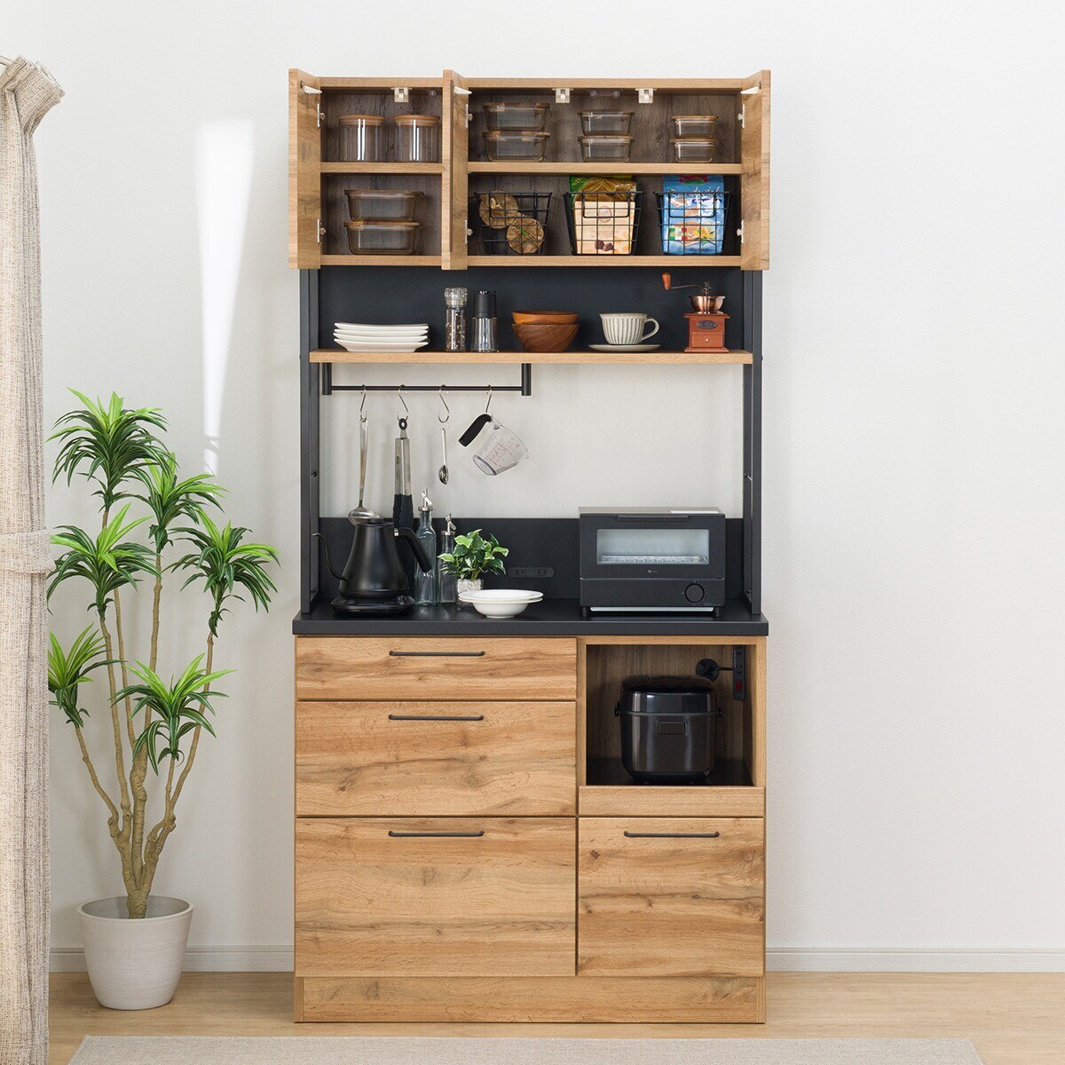 食器棚　ニトリ ニトリ 幅120cm キッチンボード(SP201 120KB GY) 食器棚