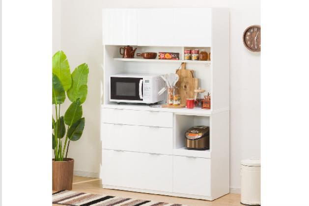 ホワイトレンジボード・収納家具　イーナ　ニトリ風　北欧 北欧風のスライド棚付きキッチンボード【幅90cm】 通販【ニッセン】