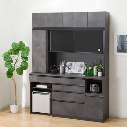 キッチンボード+ダストワゴンセット(BKチェルシー KB180PMDU BS BS  