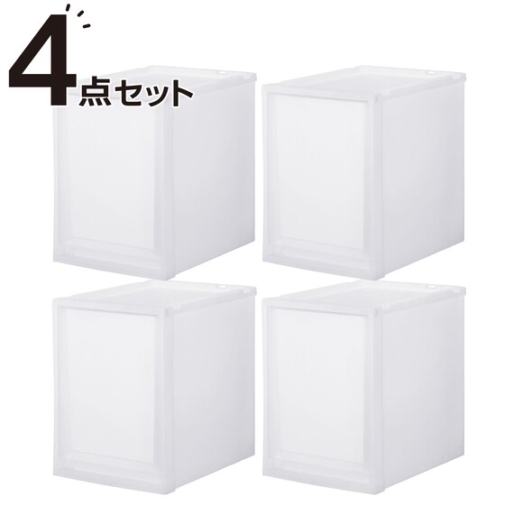 収納ケース フィッツケース 奥行40cm(幅30×高さ40cm FC40-3040 クリア)4点セット 1枚目画像