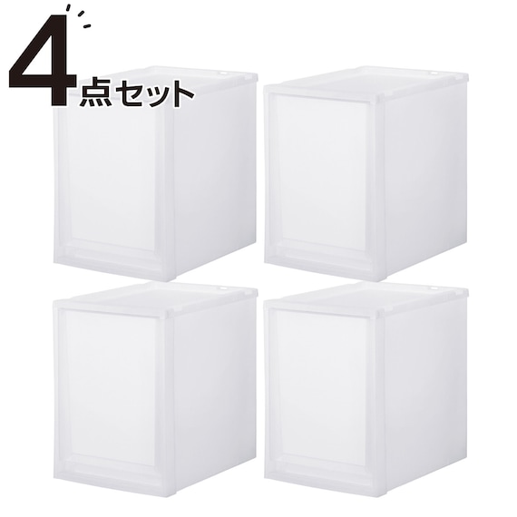 収納ケース フィッツケース 奥行40cm(幅30×高さ40cm FC40-3040 クリア)4点セット 1枚目画像