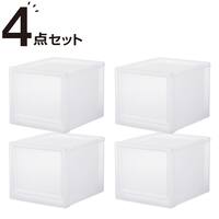 収納ケース フィッツケース 奥行40cm(幅35×高さ30cm FC40-3530 クリア)4点セット