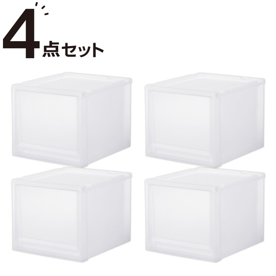 収納ケース フィッツケース 奥行40cm(幅35×高さ30cm FC40-3530 クリア)4点セット 1枚目画像