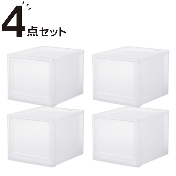 収納ケース フィッツケース 奥行40cm(幅35×高さ30cm FC40-3530 クリア)4点セット 1枚目画像