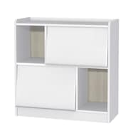 ディスプレイできるフラップ扉書棚