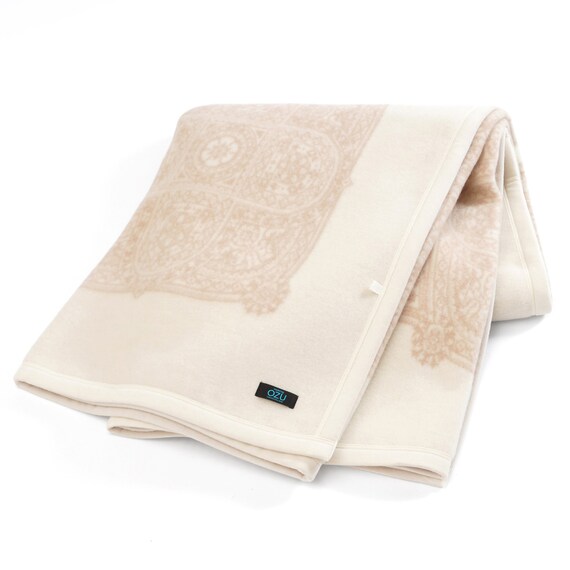 【国産】ご家庭の洗濯機で洗えるウール毛布 ベージュ 2枚目画像