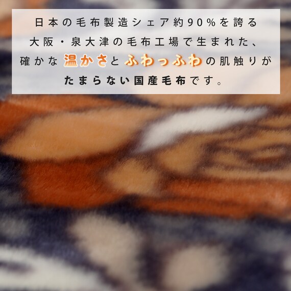 静電気抑制糸使用国産ニューマイヤー毛布 (BR S BL) 6枚目画像