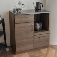 特殊鋼板天板 ヴィンテージ風カウンター (オープン + 扉)