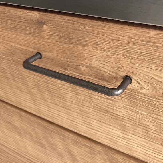 特殊鋼板天板 ヴィンテージ風カウンター (オープン + 扉 NA) 4枚目画像