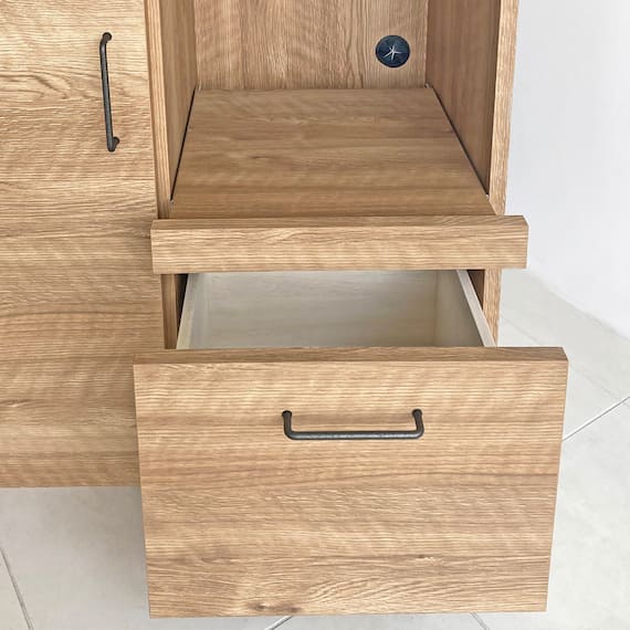 特殊鋼板天板 ヴィンテージ風カウンター (オープン + 扉 NA) 6枚目画像