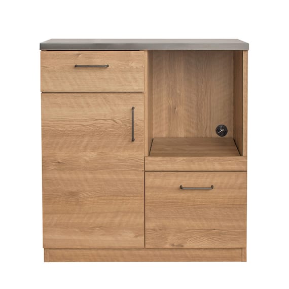 特殊鋼板天板 ヴィンテージ風カウンター (オープン + 扉 NA) 9枚目画像