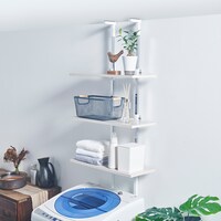 突っ張りランドリーラック ロータイプ3段(ホワイト)