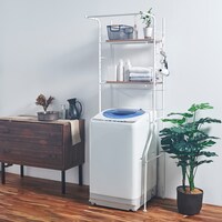 幅調整して洗濯機上を有効活用できる棚2段ランドリーラック(ナチュラル)