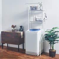 幅調整して洗濯機上を有効活用できる棚2段ランドリーラック(ホワイト)