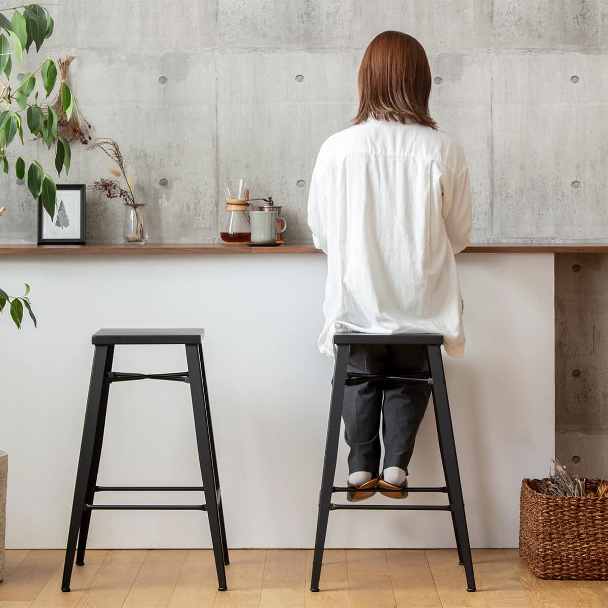 カウンターチェア2脚セット (IW318 ブラック) | ニトリネット【公式