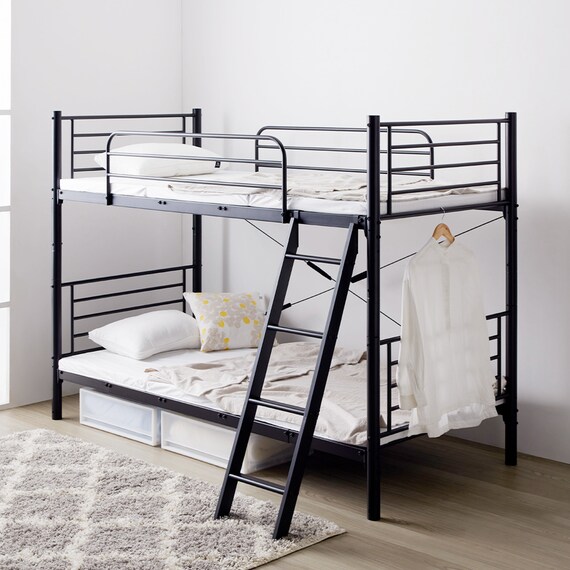 頑丈スチール製二段ベッド (IW BK) 1枚目画像