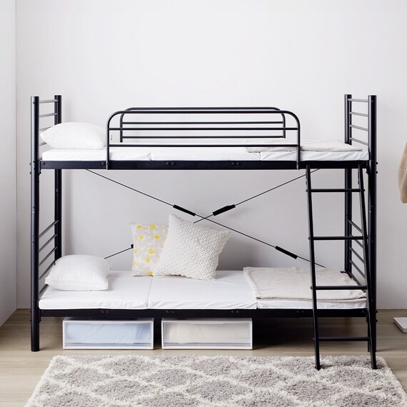 頑丈スチール製二段ベッド (IW BK) 2枚目画像