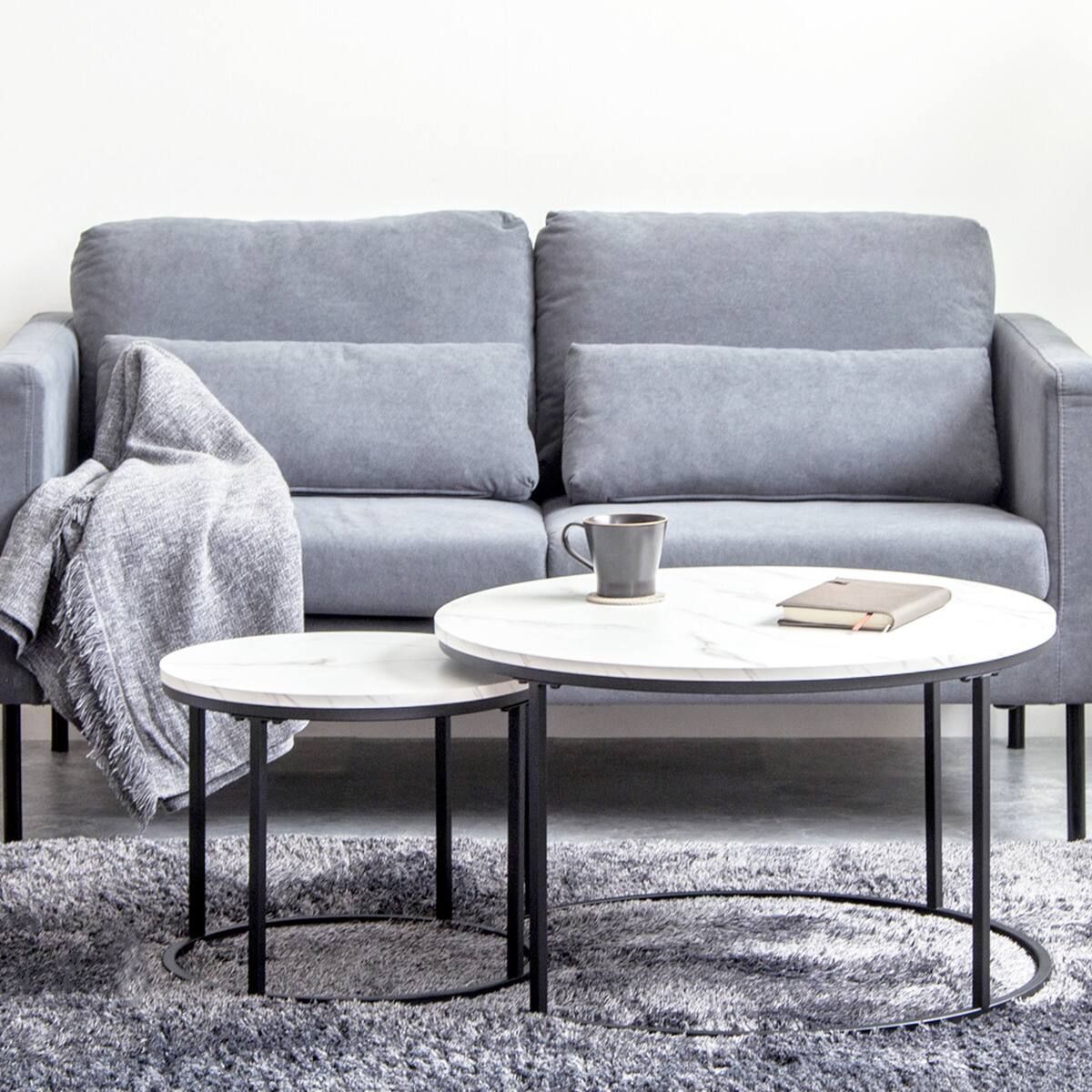 円形ネストテーブル (IW グレー) | ニトリネット【公式】 家具