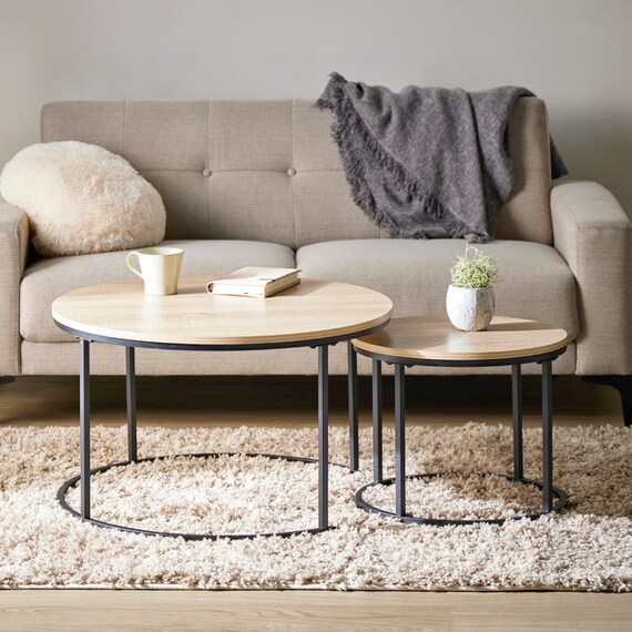 円形ネストテーブル (IW ナチュラル) 2枚目画像