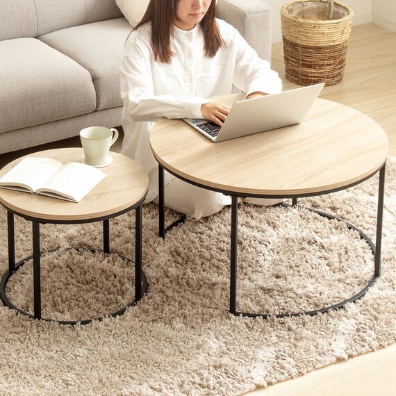 円形ネストテーブル (IW ナチュラル) 7枚目画像