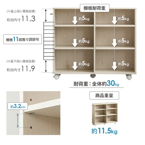 押入れクローゼット収納 (IW2575 幅25×奥行75cmホワイトウォッシュ) 17枚目画像