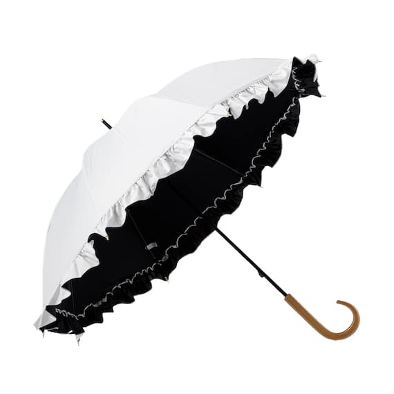 UVフレンチフリルドーム 長傘(アイボリー) 2枚目画像