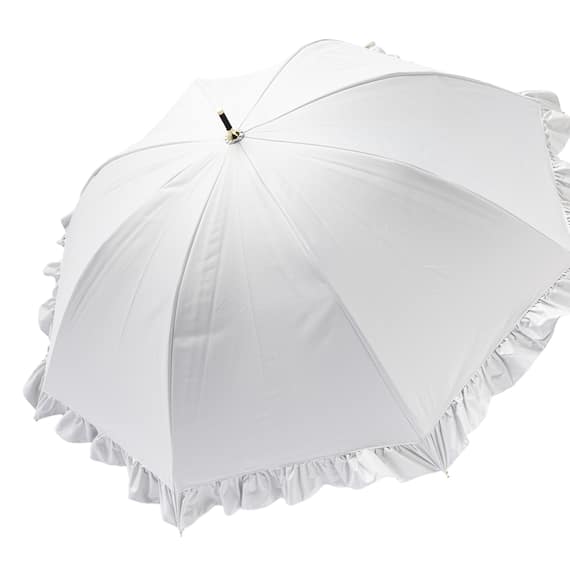 UVフレンチフリルドーム 長傘(アイボリー) 4枚目画像