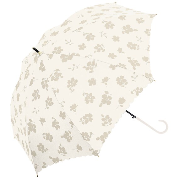 晴雨兼用 長傘 UV日傘フリージア(ベージュ) 1枚目画像