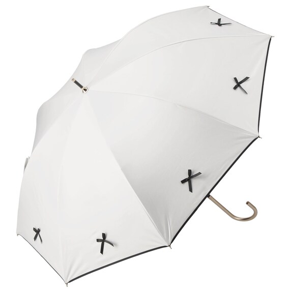 【晴雨兼用】UVノーブルリボン長傘 (ホワイト) 2枚目画像