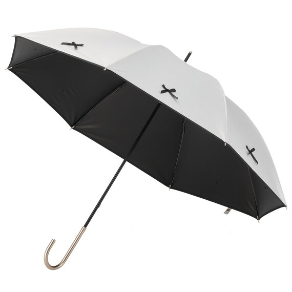 【晴雨兼用】UVノーブルリボン長傘 (ホワイト) 4枚目画像