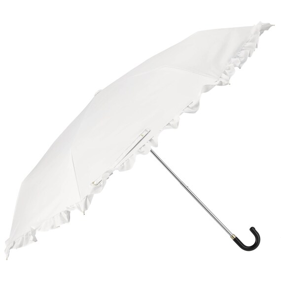 【晴雨兼用】UVフレンチフリル折りたたみ傘 (アイボリー) 1枚目画像