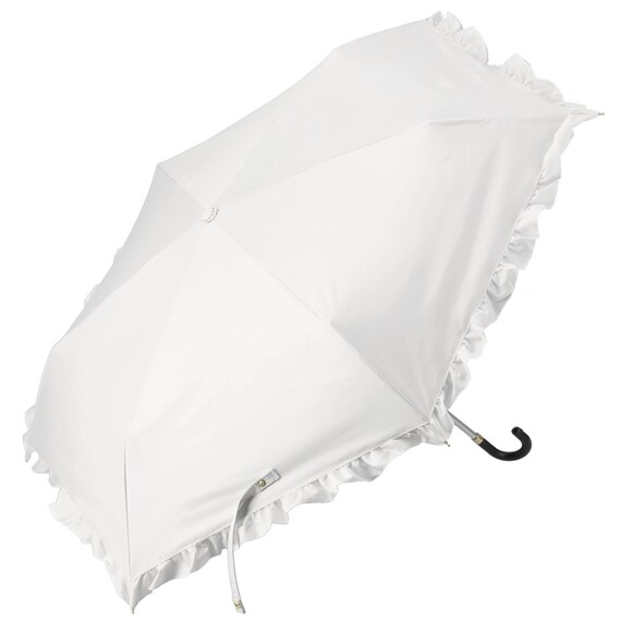 【晴雨兼用】UVフレンチフリル折りたたみ傘 (アイボリー) 2枚目画像
