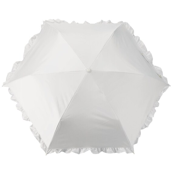 【晴雨兼用】UVフレンチフリル折りたたみ傘 (アイボリー) 3枚目画像