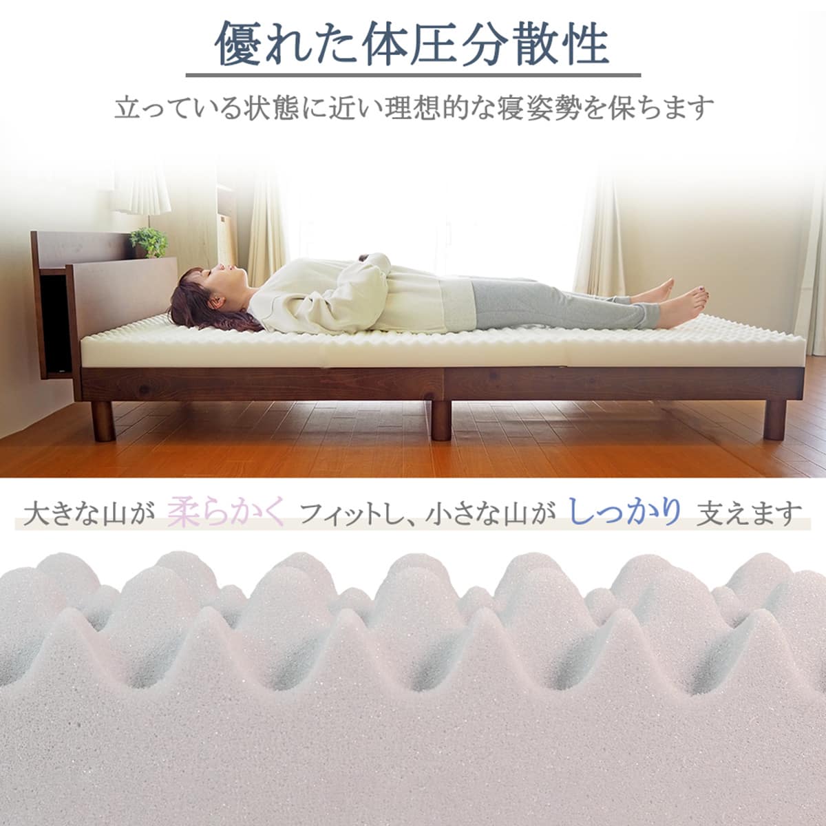 大小2つの山が身体を支える体圧分散マットレス(ダブル) | ニトリネット